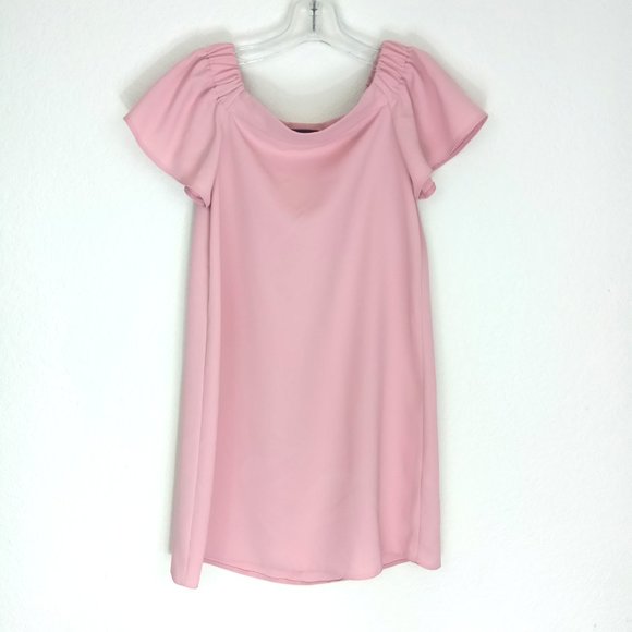 Topshop Dusty Pink Off Shoulder Flutter Summer Dress 2 - Picture 10 of 15